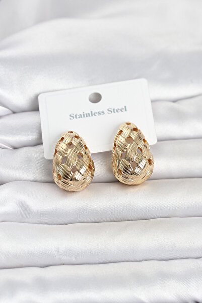 OGHAMAY 316L Steel Gold Color Motif Drop Women's Earrings