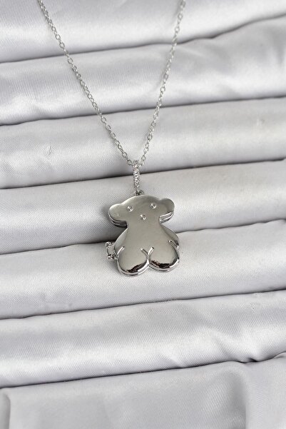 OGHAMAY 316L Steel Chain Silver Color Teddy Bear Model Openable Women's Necklace