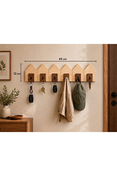 Trend Kitchen Ξύλινη κρεμάστρα κλειδιών σε σχήμα σπιτιού Vicus, οργανωτής για...