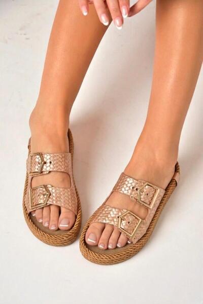 Fox Shoes U596030209 Papuci de damă cu aspect de plasă bronzată