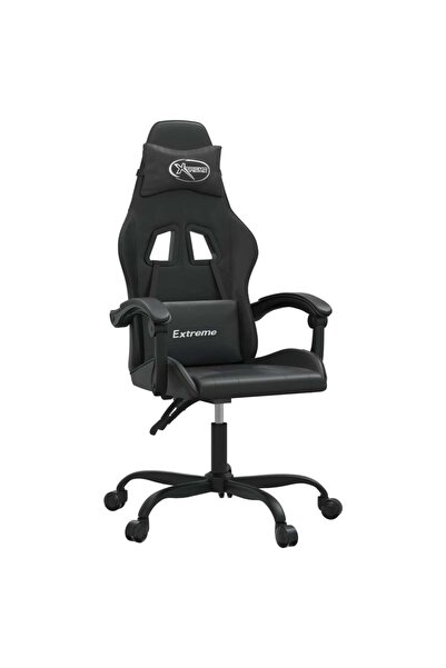vidaxl Scaun de gaming pivotant, negru, piele ecologică