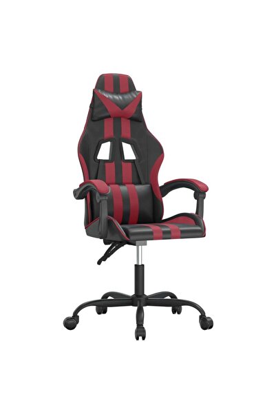vidaxl Scaun de gaming pivotant, negru și roșu vin, piele ecologică
