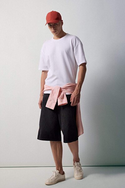 DeFacto Super Baggy Fit Black Bermuda Shorts I3977Ax26Hs