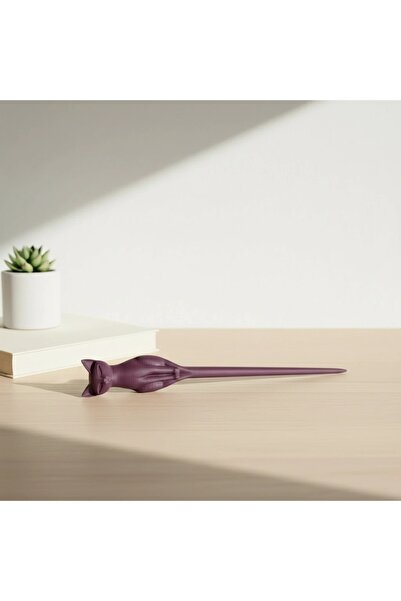 OEM Ac de Păr Decorativ pentru Coc, Design Pisică, Imprimat 3D - Purple red c...