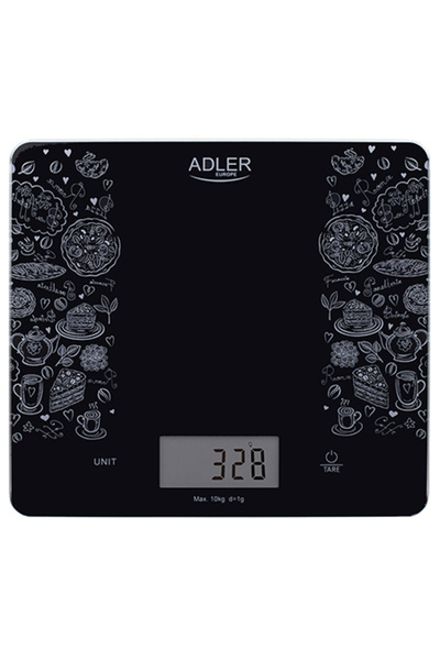 adler Cântar de bucătărie din sticlă, maxim 10kg, LCD AD
