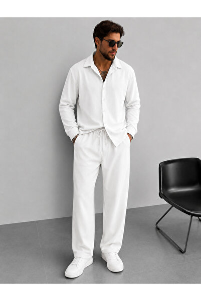 S&A DESIGN Men's Ottoman Corduroy Baggy Pants-Shirt Set