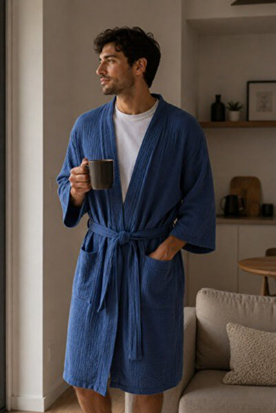 FH Living Unisex 4 Kat Müslin Sabahlık / Bornoz /kimono