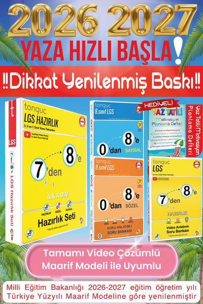Tonguç Yayınları 7'den 8'e Yaz Tatili Hazırlık Seti 7'den 8'e Hazırlık Soru B...
