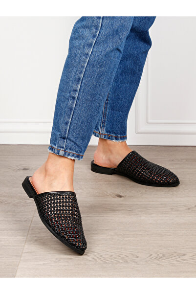 ANGEL BLUE PAPUCI DAMA DIN PIELE ECOLOGICA CU DESIGN CLASIC CRL1626 NEGRU