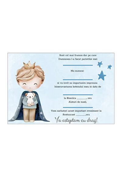 OEM Invitatii botez 10x15 cu plic, 10 buc