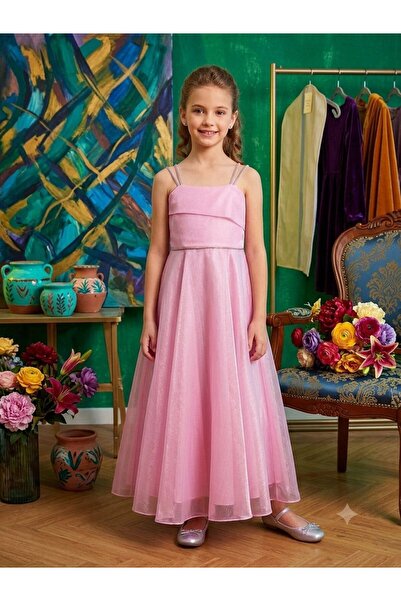ESKİŞEHİR YUMURCAK Girl's Strappy Long Evening Dress