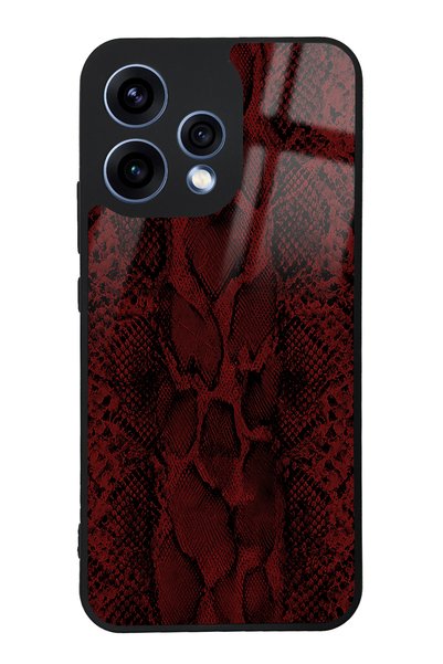 Spoyi Oppo Reno 15 Red Leather Design Glossy Phone Case