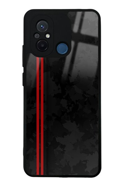 Spoyi حافظة هاتف Xiaomi Redmi 12C بتصميم لامع باللون الأحمر