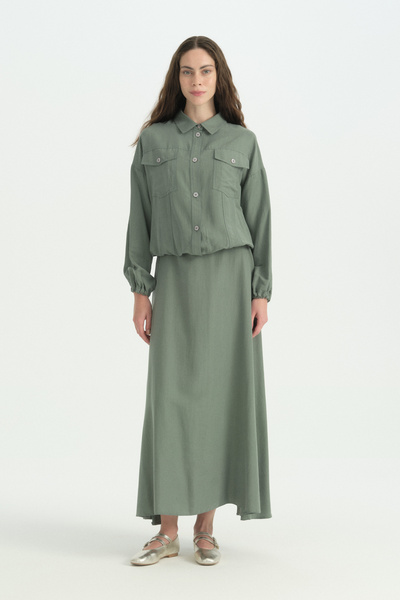 Nihan Skirt Jacket Lyocell Suit - Mold Green