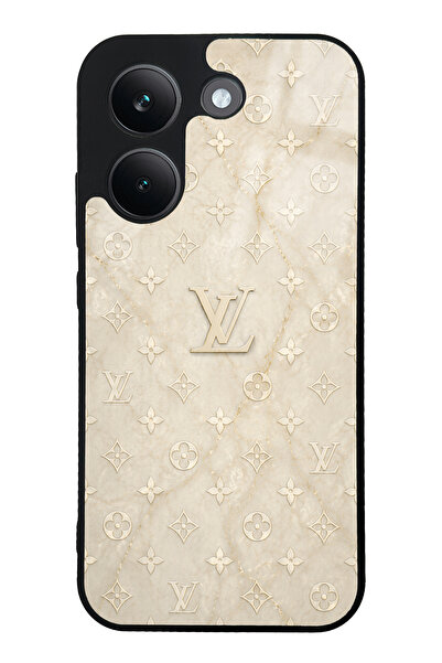 Spoyi Xiaomi Poco X8 Pro Krem Gold LV Tasarımlı Glossy Telefon Kılıfı
