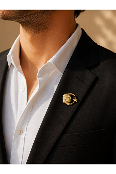 HER ŞEY NOTA www.herseynota.com Atatürk Ay Yıldız Gold Renk Rozet Unisex Yaka...