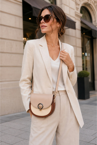 Moda Lime حقيبة كتف نسائية من طابا أوكلايت فينزوك بحزام متقاطع ومشبك دائري، م...