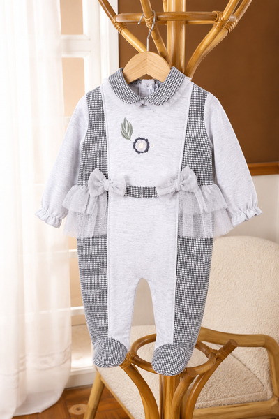 Babyhola Special Design Baby Girl Skirted Jumpsuit with Floral Embroidery Que...