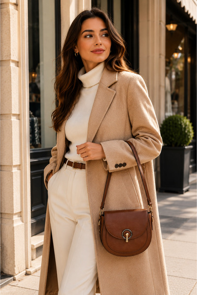 Moda Lime حقيبة كتف نسائية ذات مشبك دائري وحزام متقاطع، موديل سادل للاستخدام ...