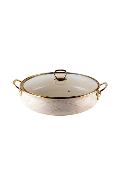 goldmann Cratita joasa emailata, 24x8cm, 3.2 litri, manere titan aurii, capac...