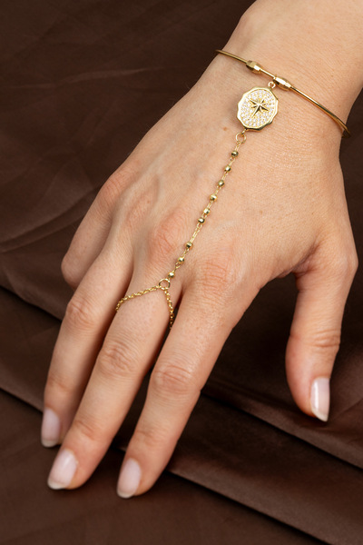 Süspüs Accessories Sirius Plate Gold Bracelet Shahmeran