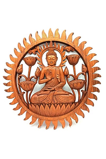 Namaruna Panou din lemn sculptat - Buddha și Lotus