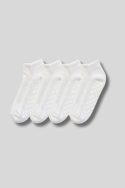 aw adawhite Women's 4-Pack Cotton Non-Slip Sole Pilates, Yoga, Tawaf Socks