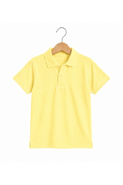 Nacar Unisex Çocuk Lakost Kumaş Basic Polo Yaka Kısa Kollu Okul Tişörtü