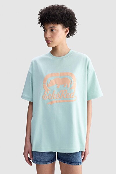 ecko unltd. Ecko Red Amara Oversize Crew Neck Printed 100% Cotton Women's Gre...