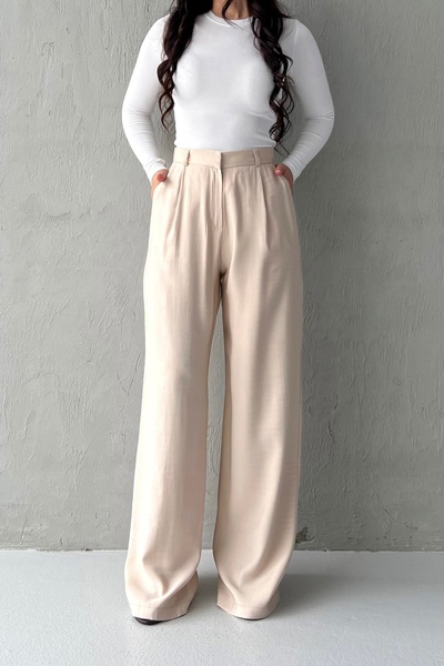 Quzu Women's Canvas Trousers Pnt01896 Beige