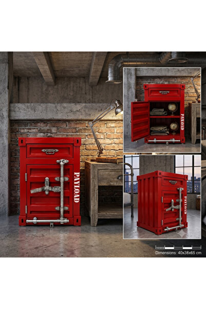 hediyeconcepti Endüstriyel Metal Konteyner Komodin - Mini Kasa Tasarımlı Yan ...