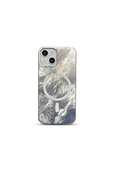 Zebana Apple iPhone 14 Plus Glow Taşlı Silikon Kılıf - Gri