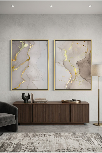 Jasmine Art Whispering Gold Set of 2 Islamic Wall Art | Framed Canvas Print |...
