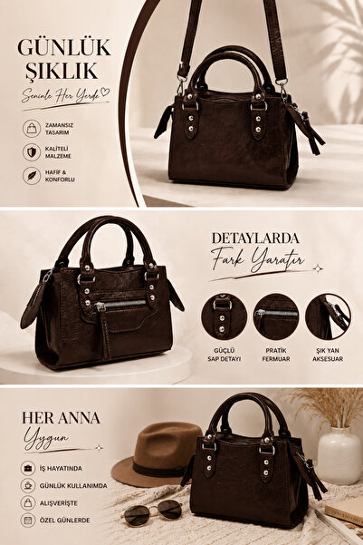 Arenmc store Coffee-Colored Women's Hand and Shoulder Bag with Double Handles...