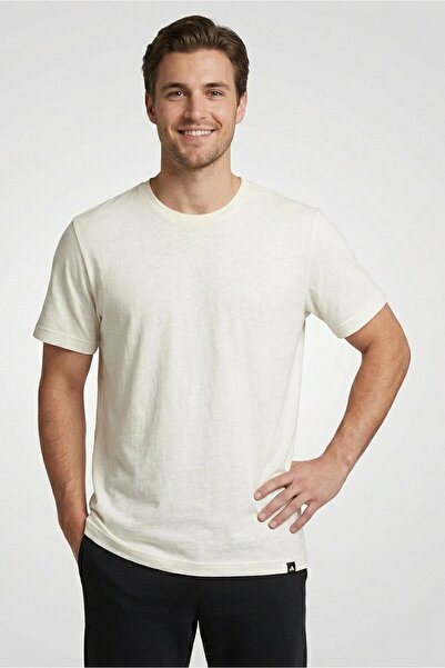 adidas Men Regular Fit Short Sleeve Outdoor T-Shirt, Off White