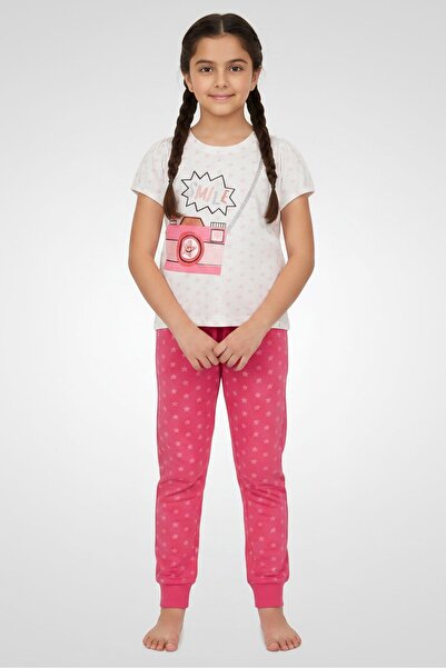Hamleys Kids Girl 2 Pieces Crew Neck Short Sleeve Top And Bottom Pajama Set, ...