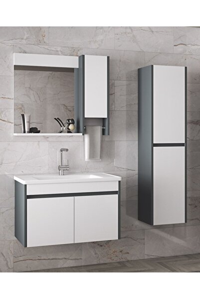 Alfa Banyo Estella-oa (65 35) 100 Cm Ayna Dolaplı Boy Dolaplı Lavabolu Mdf Ba...