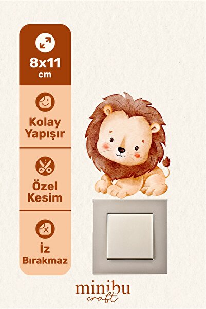Minibu Craft Anahtar - Priz Etiket Minik Aslan Dekoratif Priz Sticker MNB-3