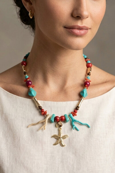PETEK AKSESUAR Acrylic Design Sea Star Branch Reef Necklace