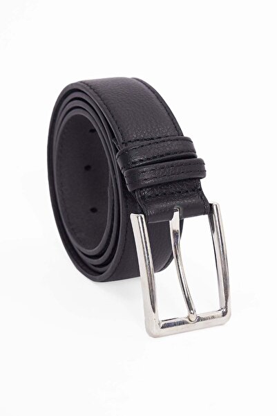 Tudors Men's 100% Genuine Leather 3.5 cm Patterned Classic Black Belt