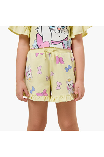 Disney Elasticated Waist Shorts with Marie Print
