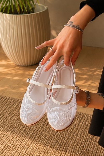 RENKLİBUTİK Broderie cu mărgele și pietre - Balerini eleganți pentru ocazii casual și speciale, invitații la nuntă