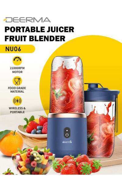 Deerma Portable Mini USB-Rechargeable Wireless Juicer Cup Blender NU06 Blue