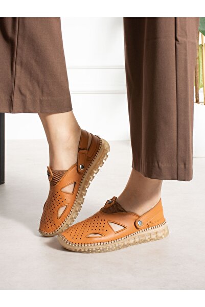 ALEMDAR AYAKKABI Raven Tan Genuine Leather Women's Sandals