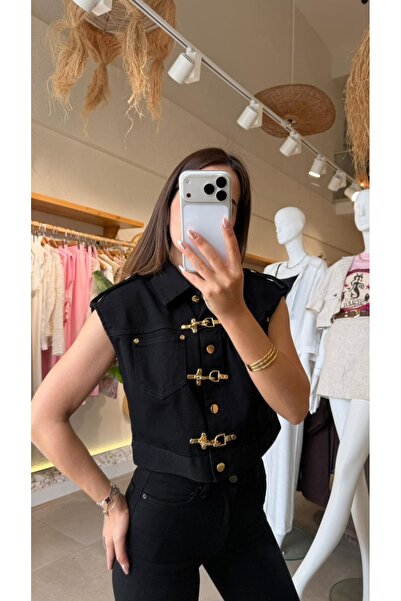 Teorjins collection Kancalı Denim Tasarım Yelek