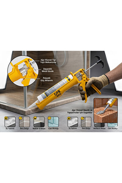 GFB Profesyonel Metal Silikon Tabancası Ağır Hizmet Tipi Mastik Ve Yapıştırıc...