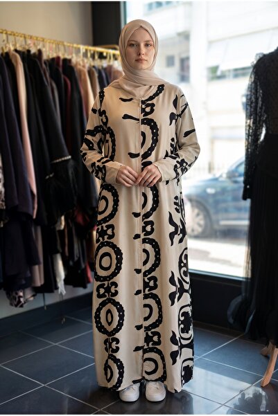 MERVIS BUTIK PAMUK VİSKON KUMAŞ FERMUARLI MODEL NAMAZ ELBİSESİ