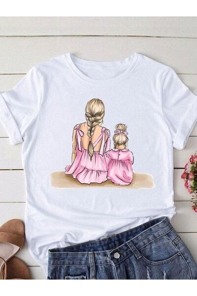 COZYWEAR تي شيرت مطبوع بتصميم الأم والابنة