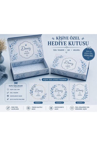 YEAP OFFICE Hediyelik Kişiye Özel Çikolata Kutusu ve Etiket Seti - Doğum Çiko...