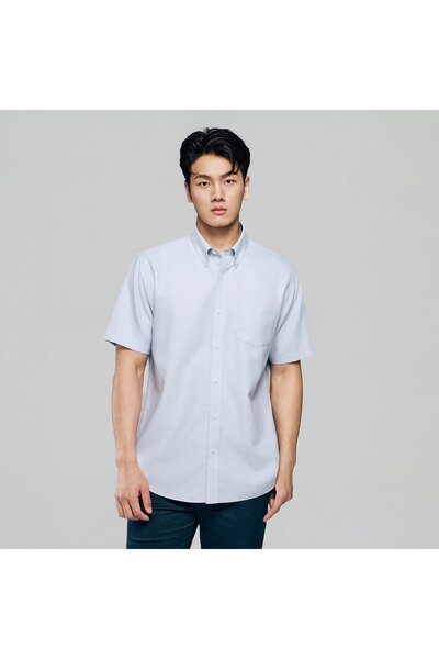 Giordano Men's Wrinkle Free Oxford Short Sleeve Shirt